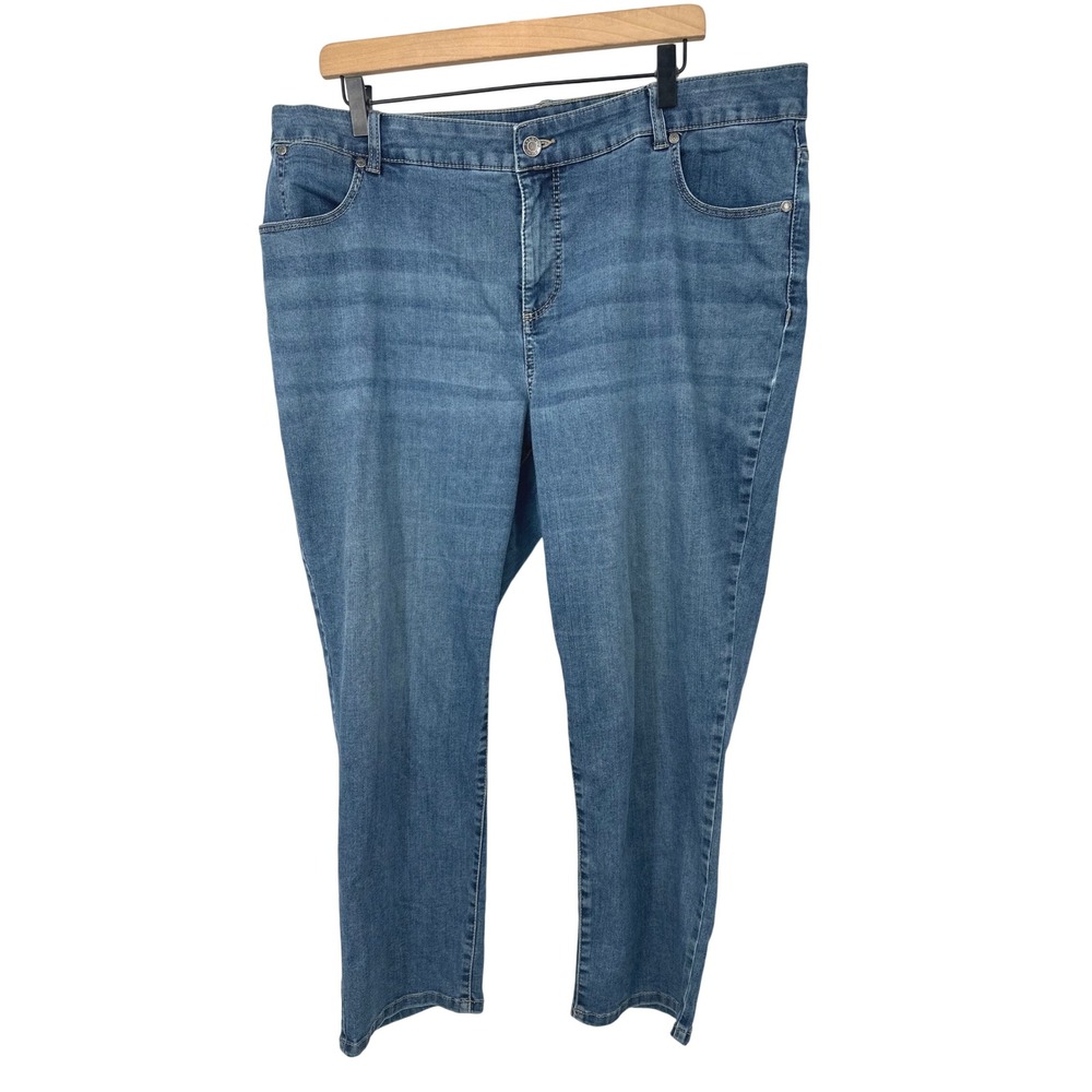 Talbots Jeans Women 18W Blue Simply Flattering 5-Pocket Straight Leg Denim Ankle